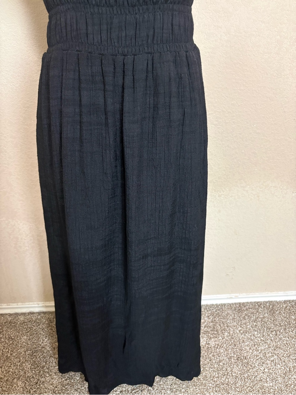 1. State Black Smocked Maxi Dress with Side Slit Smocked Waist Size Medium - Picture 4 of 12